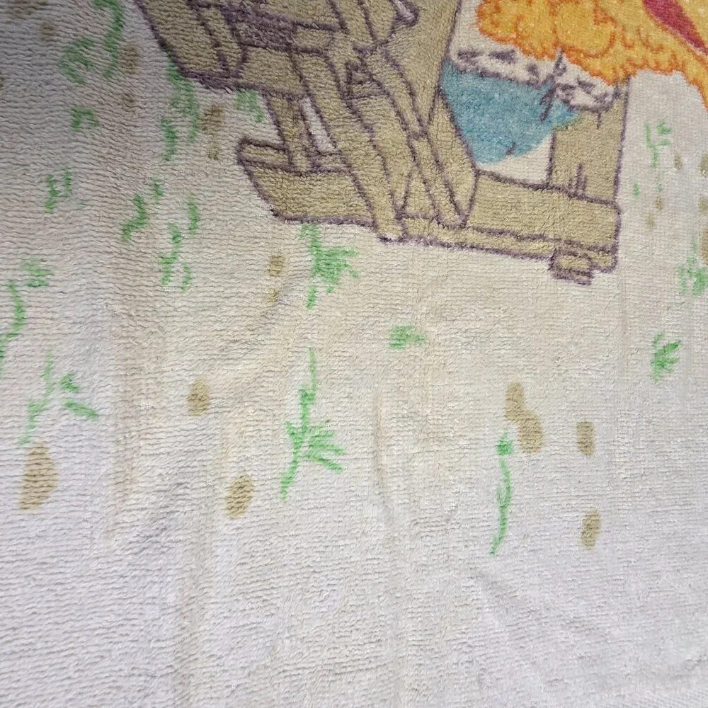 Vintage Sesame Street Bath Towel Big Bird Oscar 24x41 USA 70s 80s Retro Children